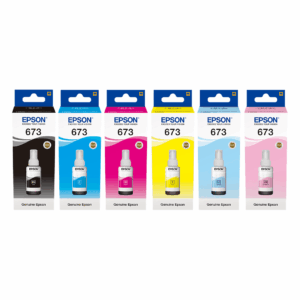 Epson 673 Ecotank Ink Bottles – Black, Cyan, Magenta, Yellow, Light Cyan, Light Magenta
