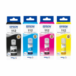 Epson 112 Ecotank Ink Bottles – Black, Cyan, Magenta, Yellow